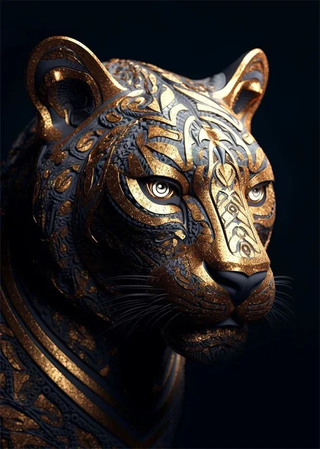 Black Gold Eagle Lion Metal Poster Wall Art