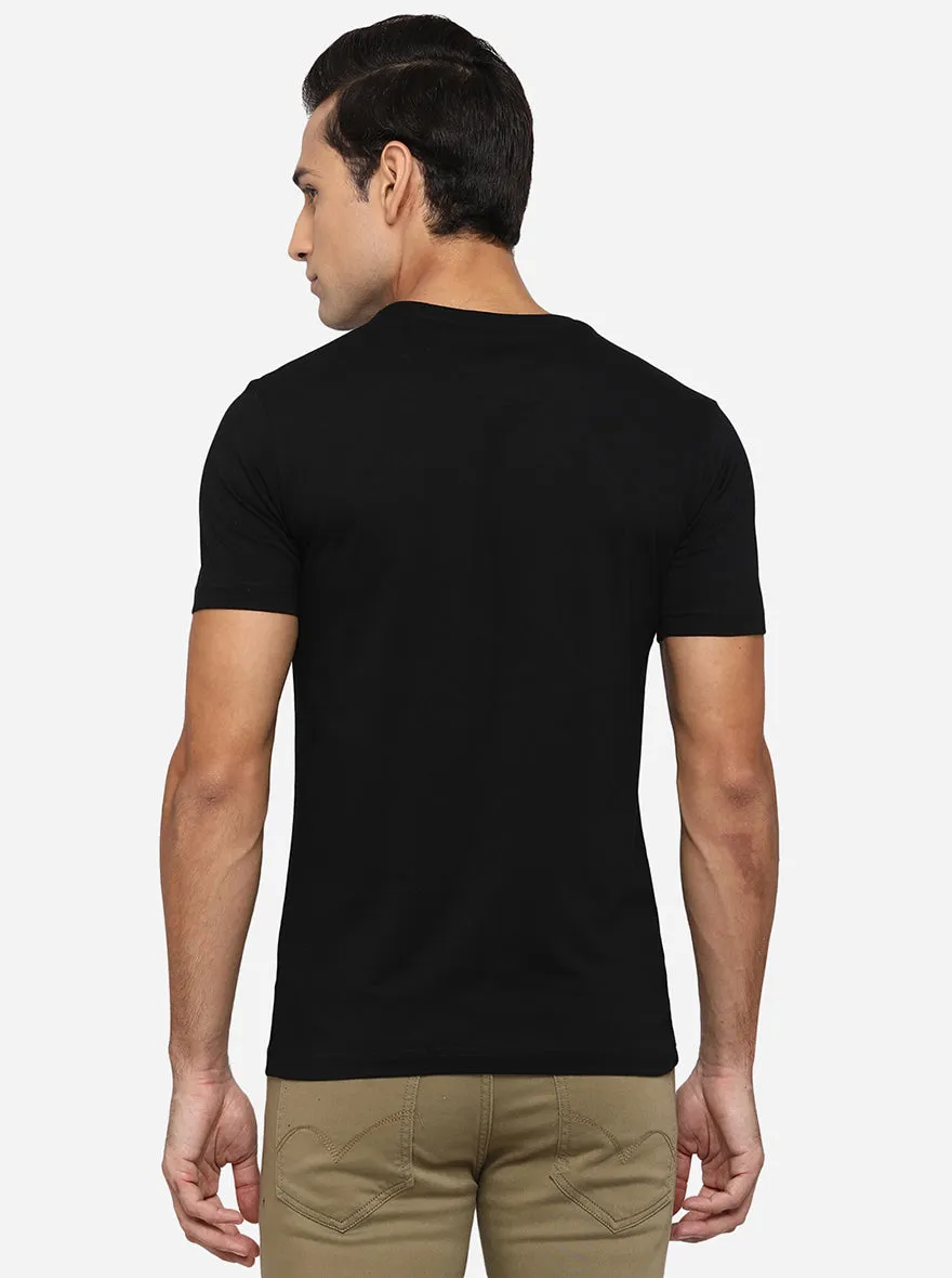 Black Printed Slim Fit T-Shirt | Greenfibre