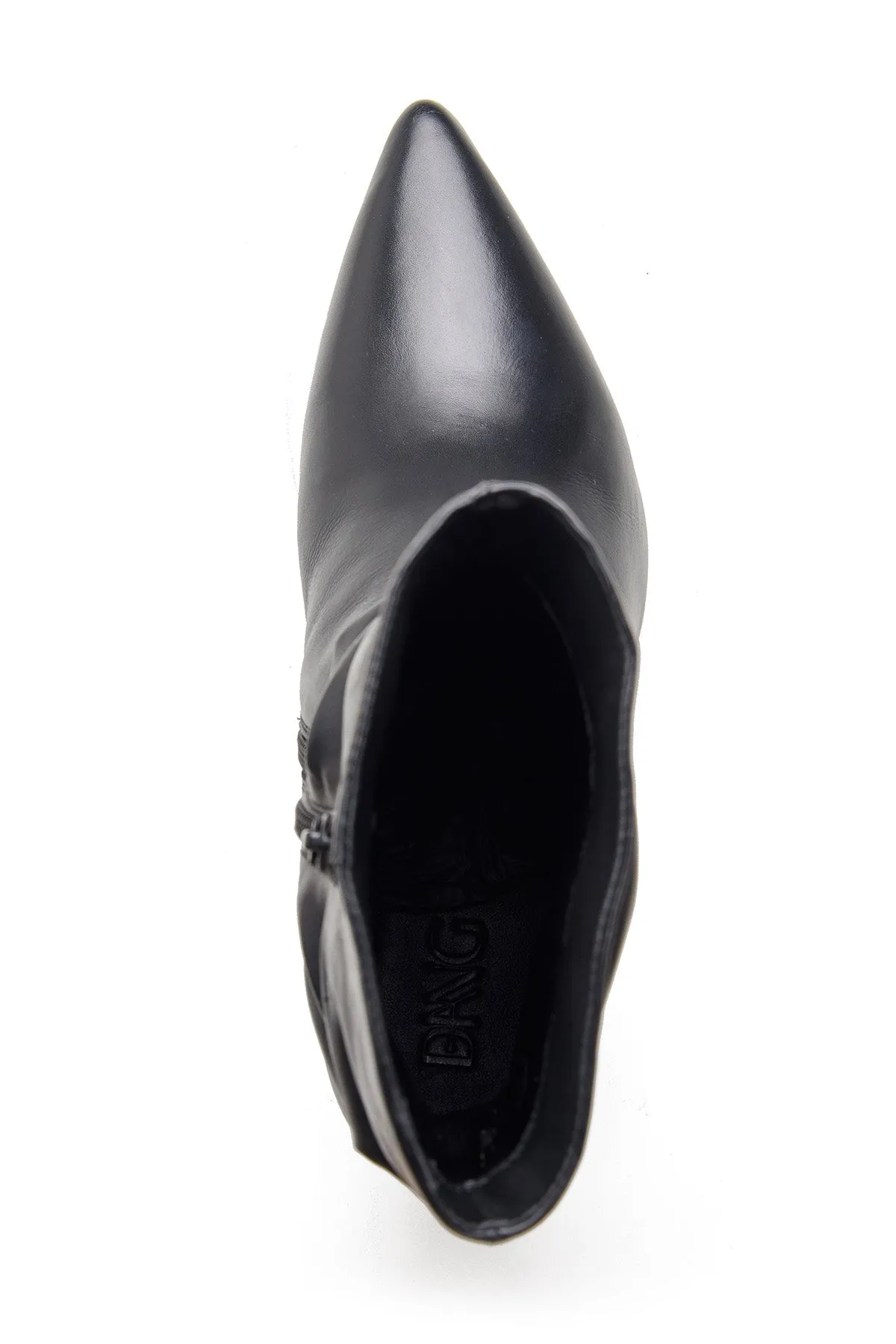 Black Ruched Heel Ankle Boots