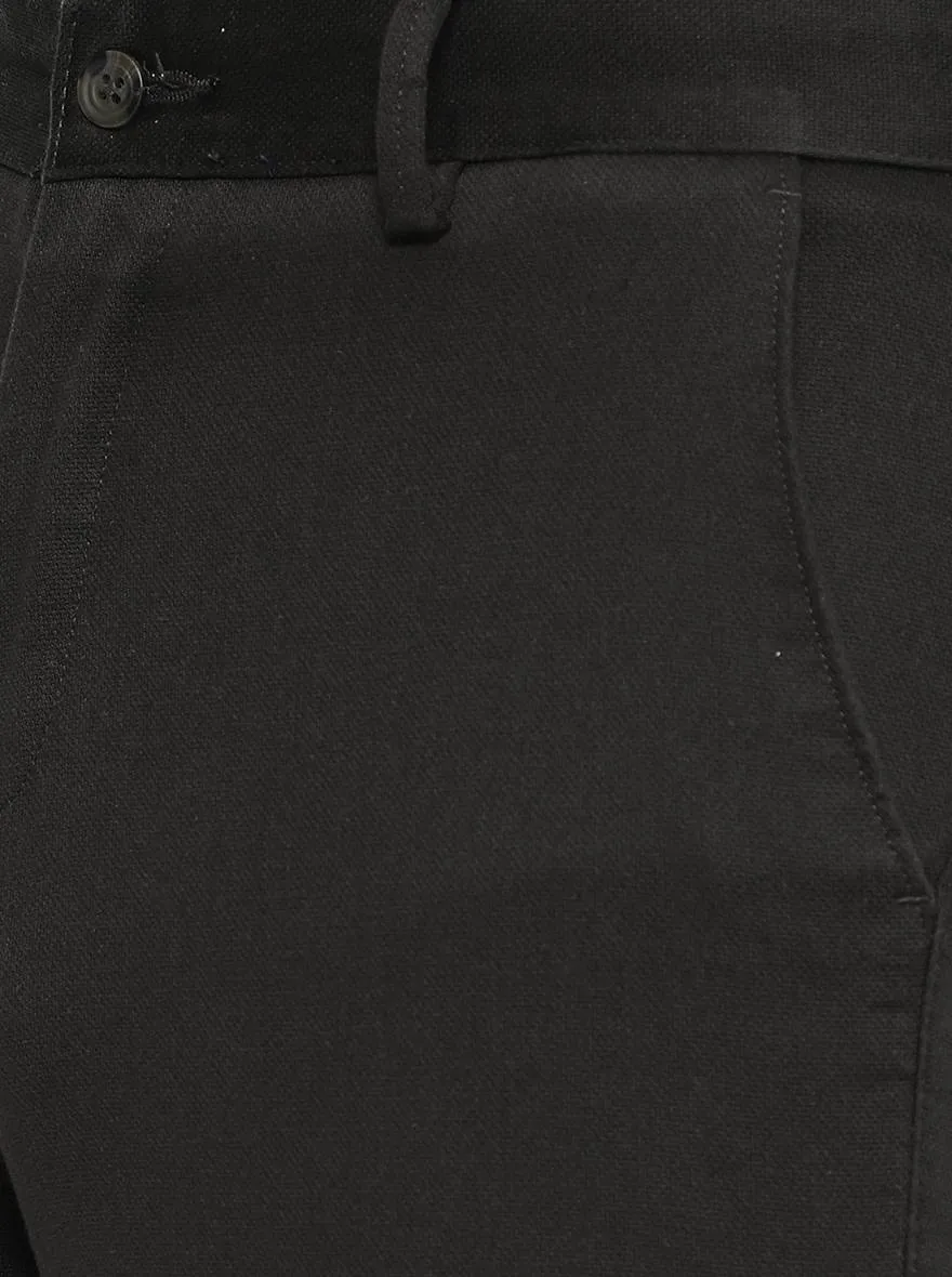 Black Solid Slim Fit Casual Trouser | Greenfibre