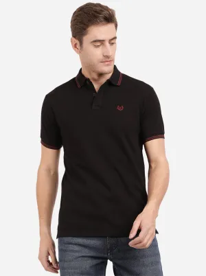 Black Solid Slim Fit Polo T-Shirt | Greenfibre