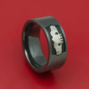Black Zirconium Celtic Claddagh Ring with Cerakote Custom Made