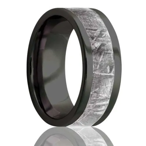 Black Zirconium Meteorite Inlay Ring