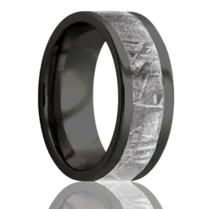 Black Zirconium Meteorite Inlay Ring