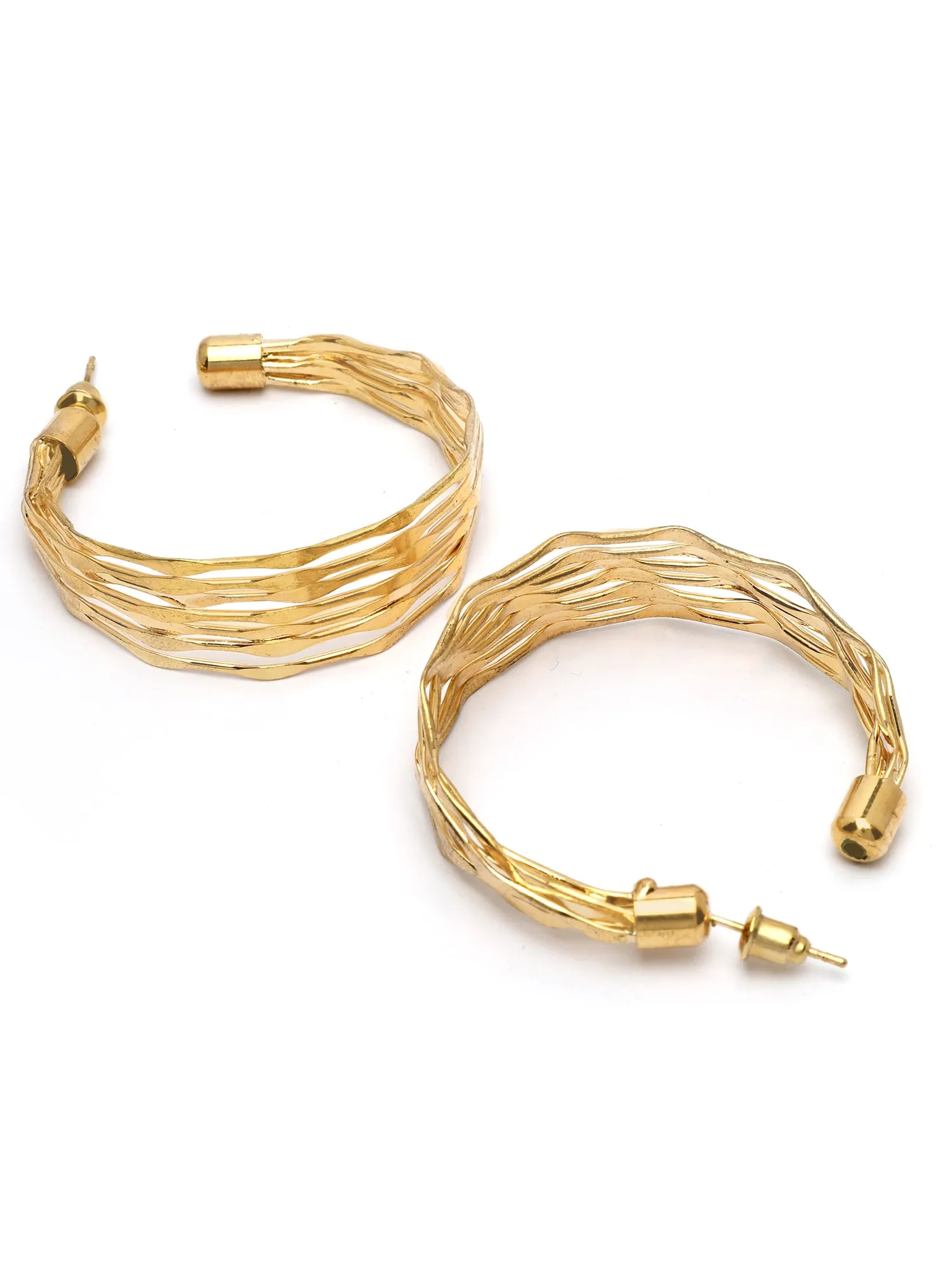 Bohey by KARATCART Gold Plated Contemporary Multi-Layer Half Hoop Earrings
