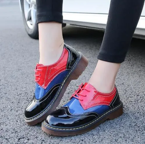 Brand Shoes Woman Print Brogue Oxford Shoes National Style PU Flats Shoes Bohemia Moccasins Ladies Shoes