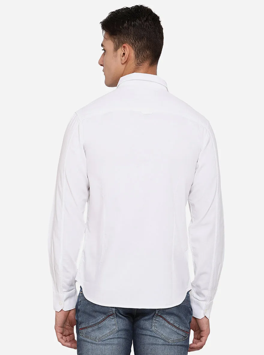 Bright White Solid Slim Fit Semi Casual Shirt | Greenfibre