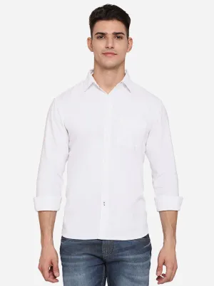 Bright White Solid Slim Fit Semi Casual Shirt | Greenfibre