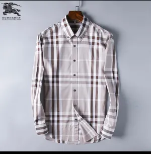Burberry Custom Fit Men's Check Shirt- Brown