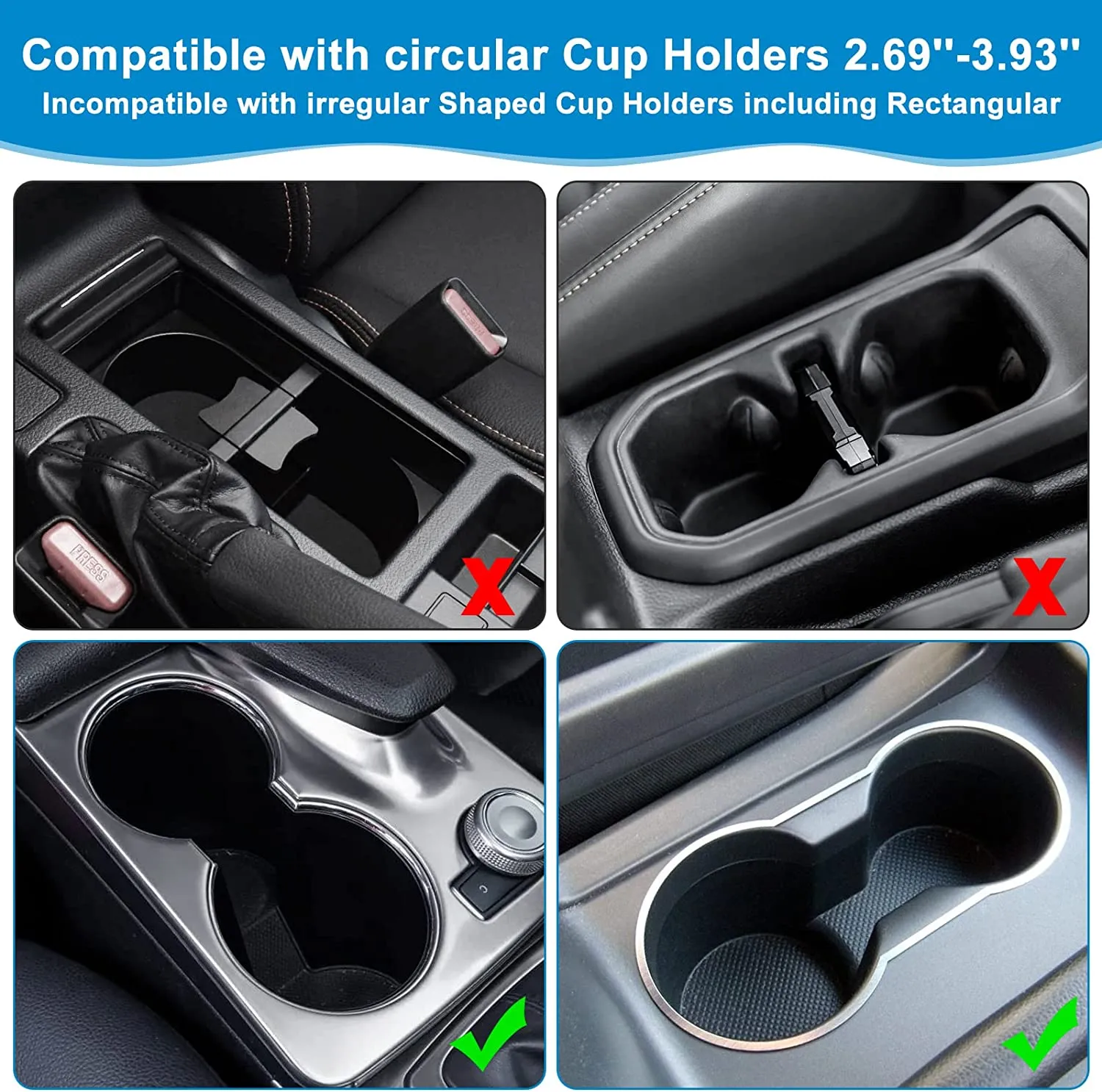 Car Cup Holder 2-in-1, Custom-Fit For Car, Car Cup Holder Expander Adapter with Adjustable Base, Car Cup Holder Expander Organizer with Phone Holder WAHA233