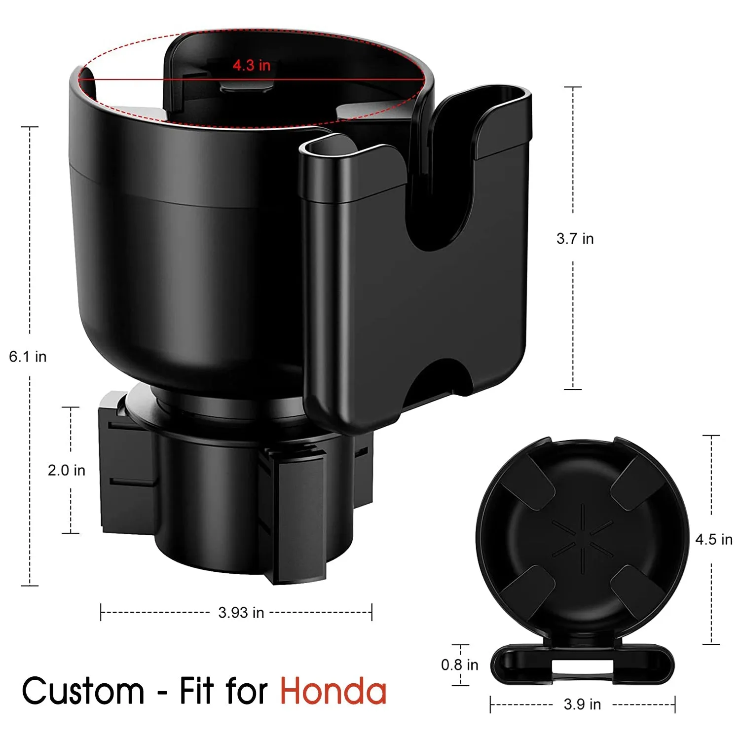 Car Cup Holder 2-in-1, Custom-Fit For Car, Car Cup Holder Expander Adapter with Adjustable Base, Car Cup Holder Expander Organizer with Phone Holder WAHA233