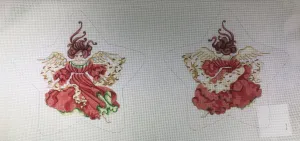 CBK Needlepoint 136 Star Angel Tree Topper Red