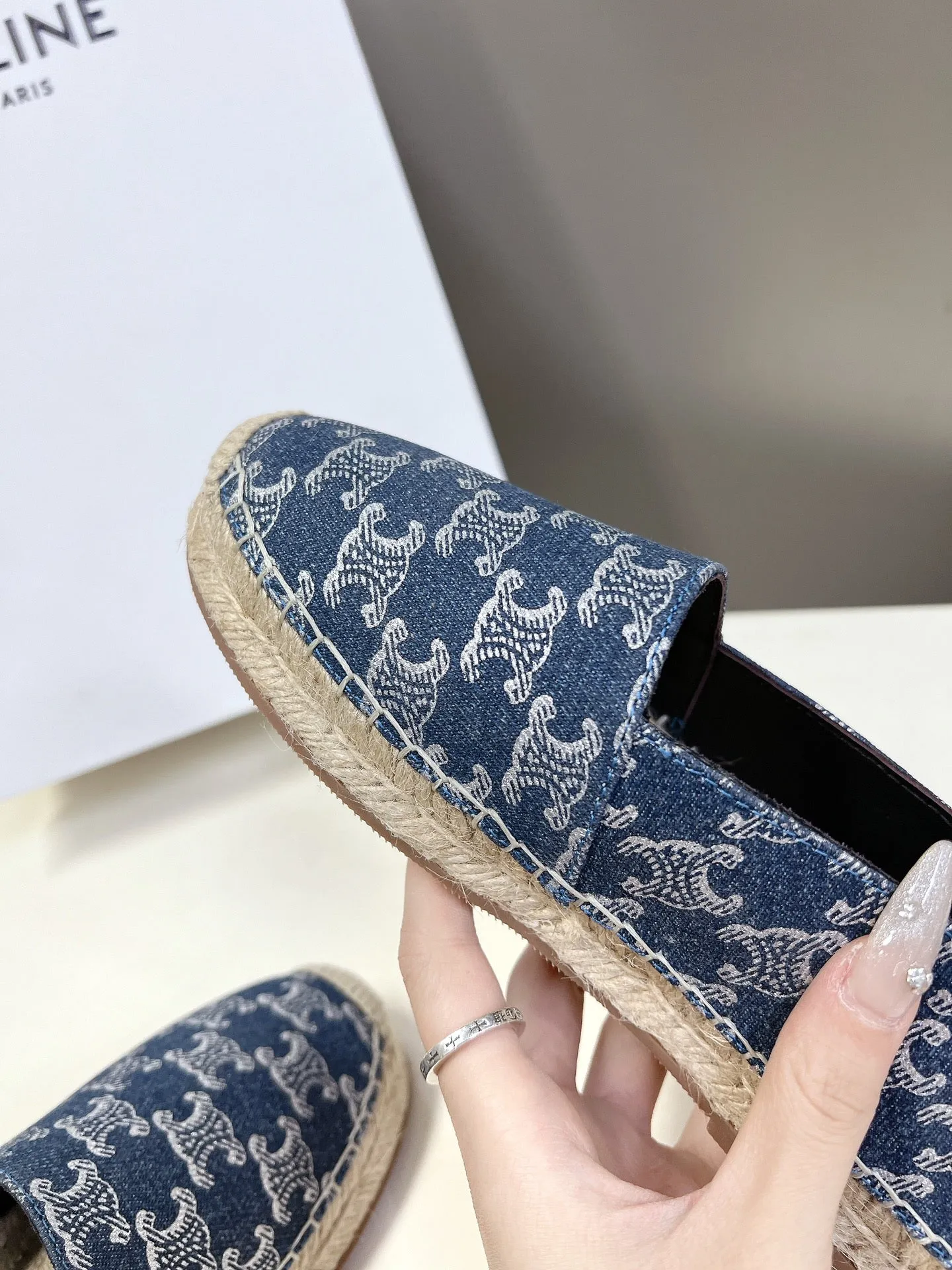 CELINE Espadrillas Loafers Blue Denim 285935