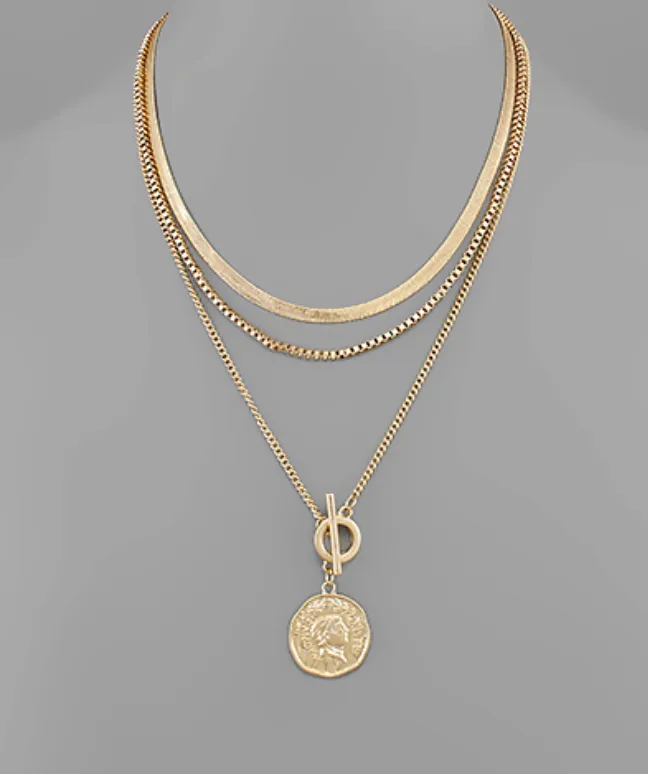 Coin & Multi Chain Layer Necklace