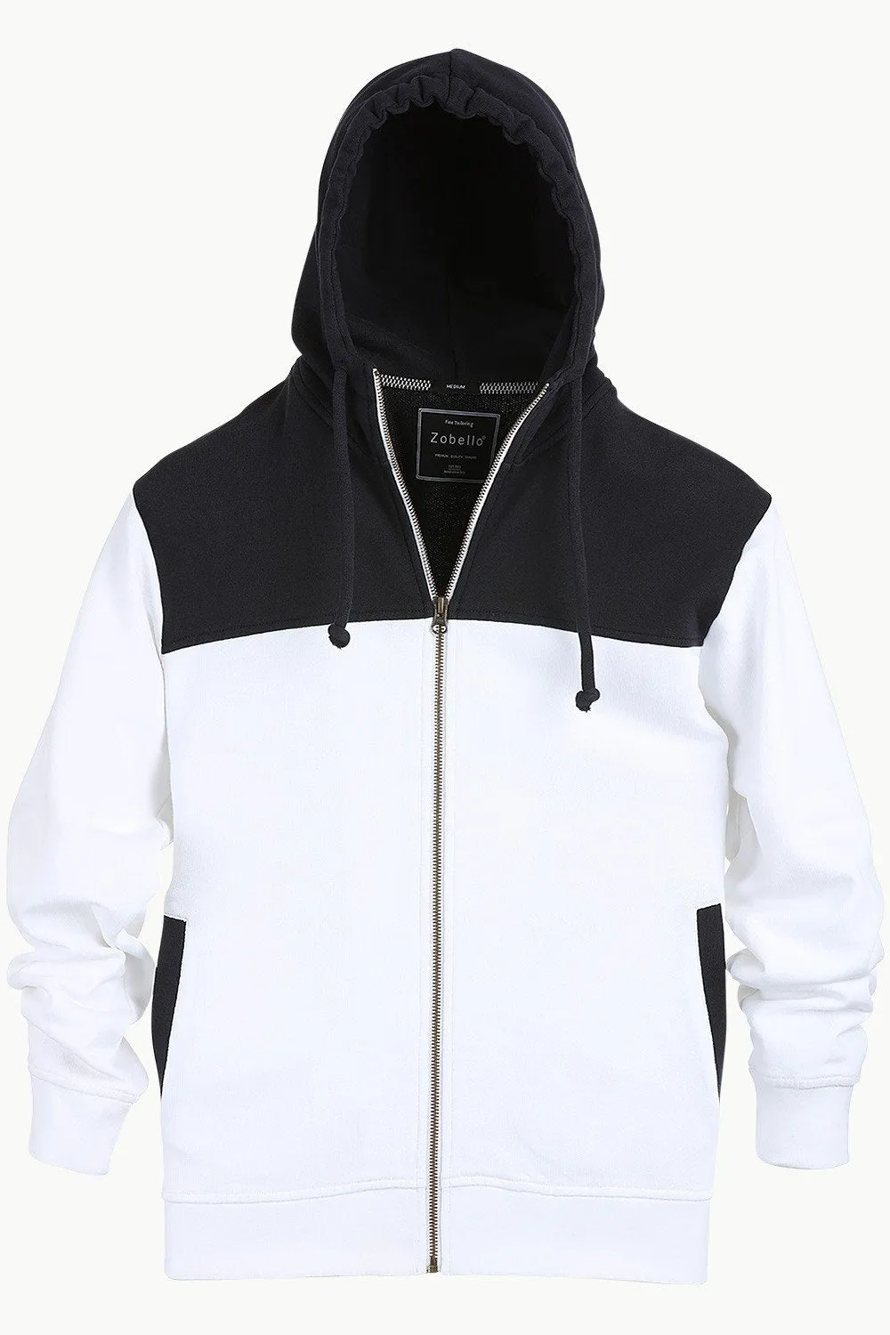 Colourblock Zipper White Hoodie