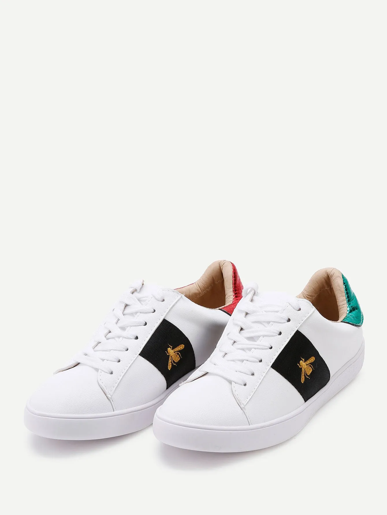 Contrast Insect Pattern Lace Up Sneakers