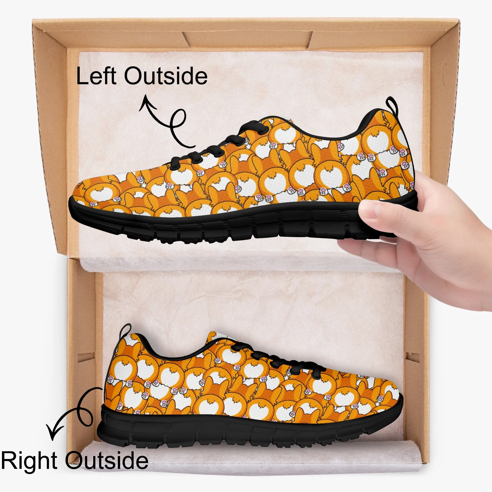 Corgi Butt Sneakers for Men Women, Running Shoes For Corgi Dog Lovers