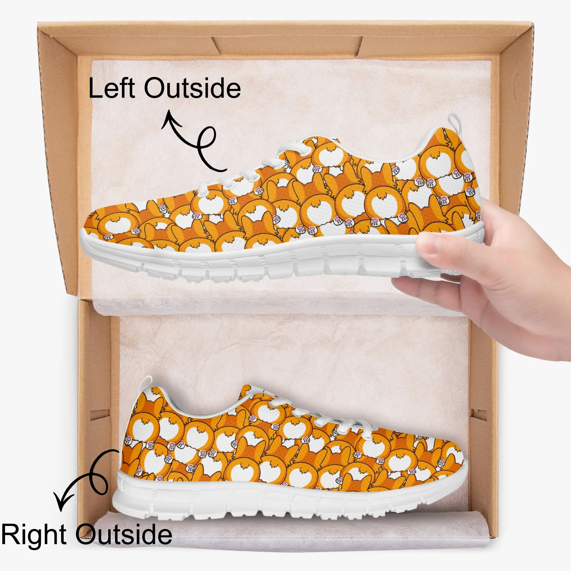 Corgi Butt Sneakers for Men Women, Running Shoes For Corgi Dog Lovers