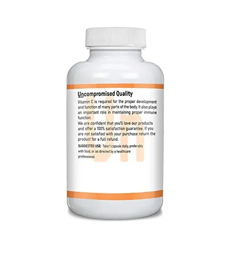 Cápsulas de vitamina C de Nutrición Unpretencitiva, 1000 % de valor diario, 600 mg, ácido L-ascórbico, vegano, sistema inmunitario saludable, satisfacción garantizada.