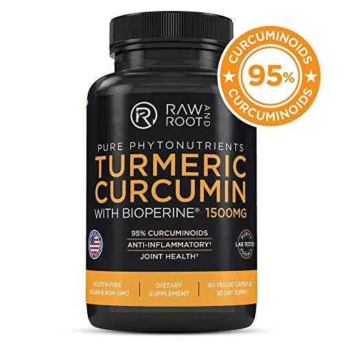 Cúrcuma Curcumina con Bioperine Extracto de pimienta negra – antiinflamatorio, salud de las articulaciones, 95% Curcuminoides – Suplemento Dietético, 60