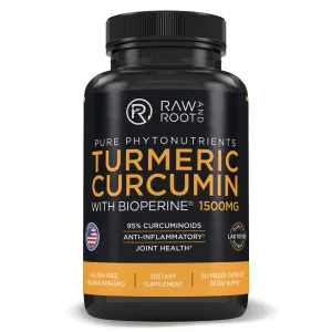 Cúrcuma Curcumina con Bioperine Extracto de pimienta negra – antiinflamatorio, salud de las articulaciones, 95% Curcuminoides – Suplemento Dietético, 60