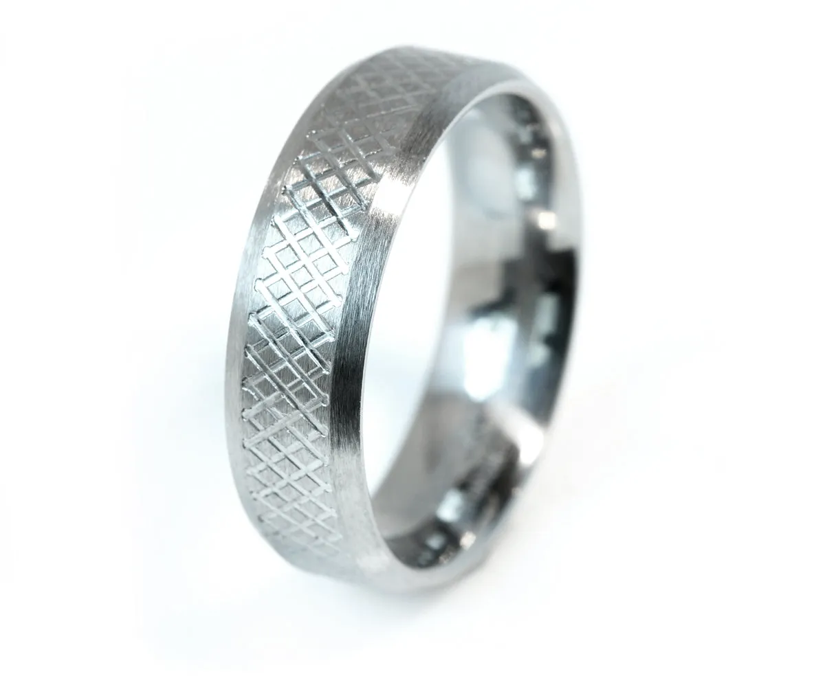 Criss Cross Cut Wedding Band