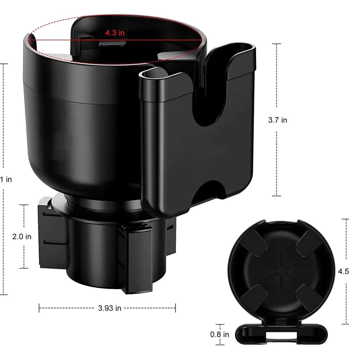 Custom Car Cup Holder 2-in-1 Car Cup Holder Expander Adapter with Adjustable Base