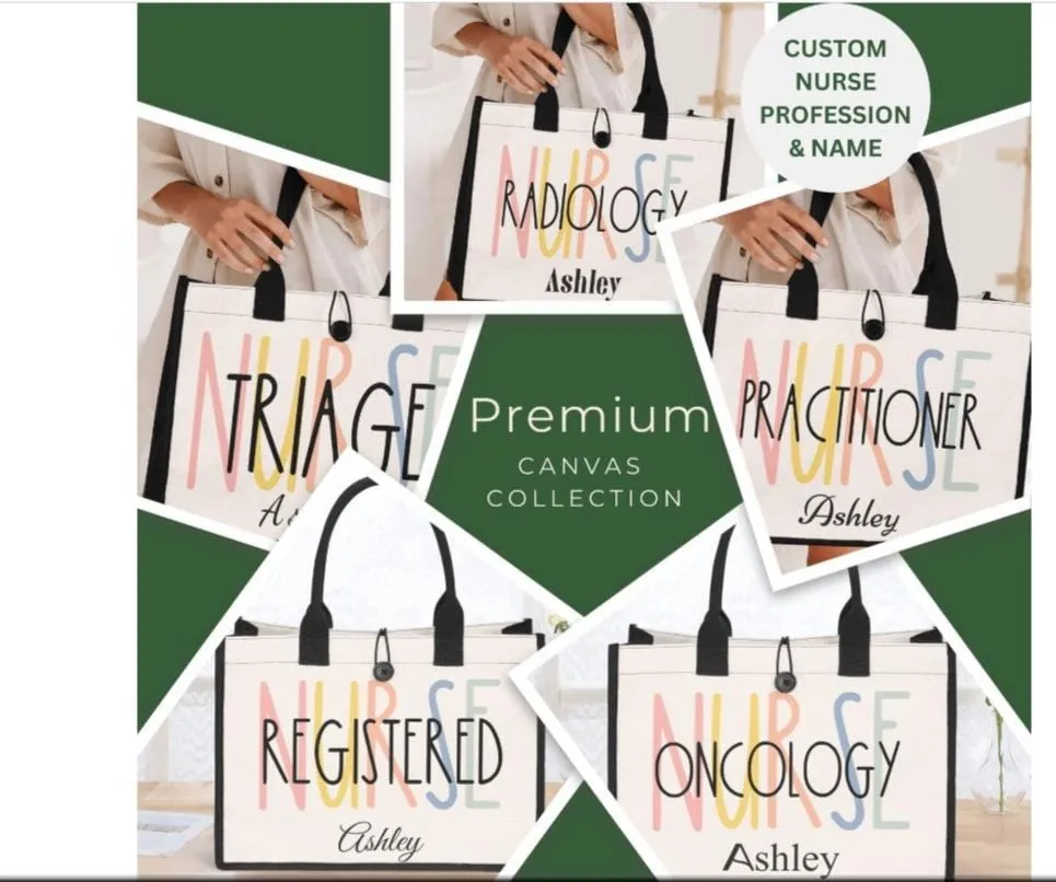 Custom Nurse Premium Canvas Tote Bag