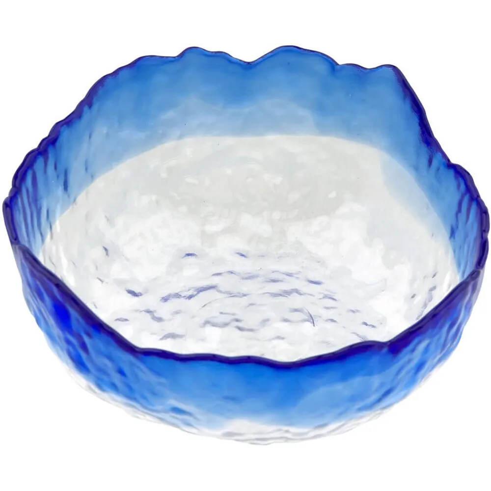 Deluxe Glass Manicure Bowl - Blue Rim