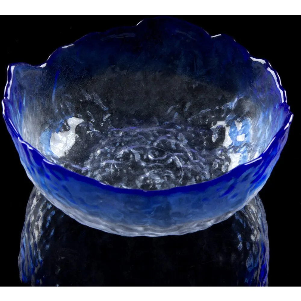 Deluxe Glass Manicure Bowl - Blue Rim