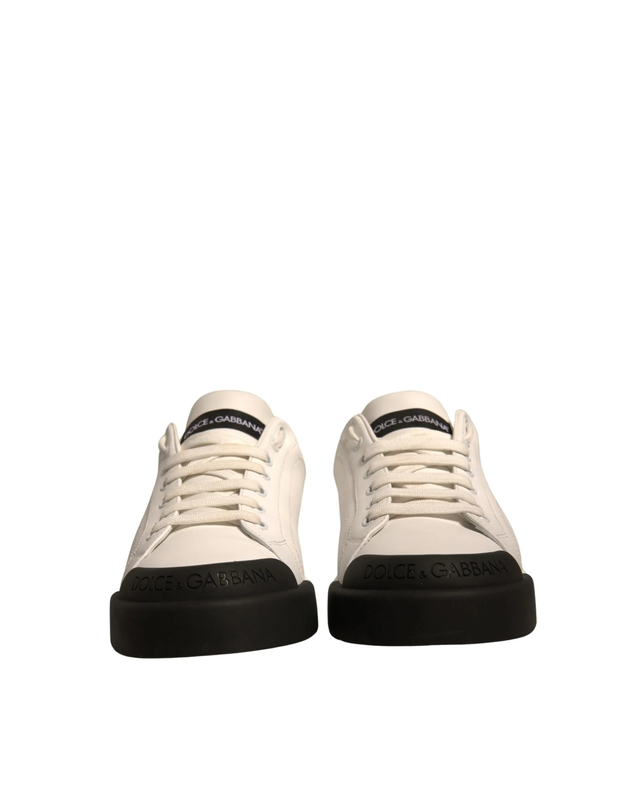 Dolce & Gabbana White Leather Logo Portofino Sneakers Shoes
