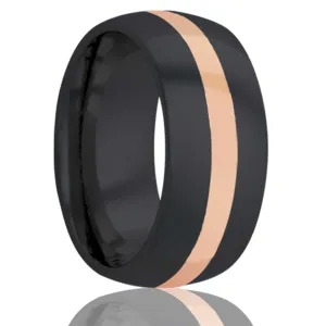 Dome Zirconium Band with a Rose Gold Inlay Ring