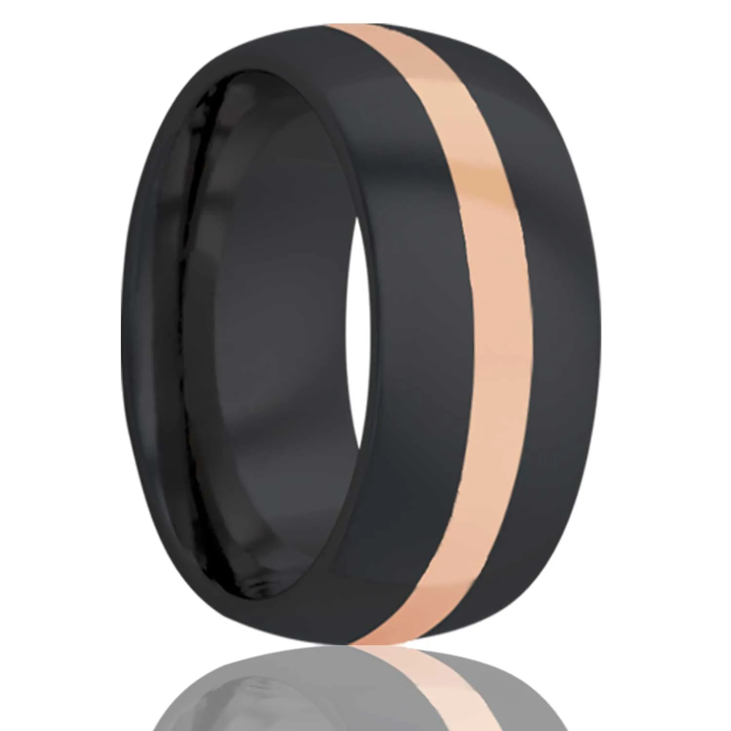 Dome Zirconium Band with a Rose Gold Inlay Ring