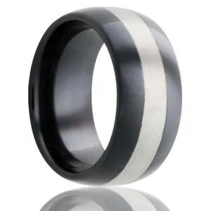 Dome Zirconium Band with a Stripe Ring