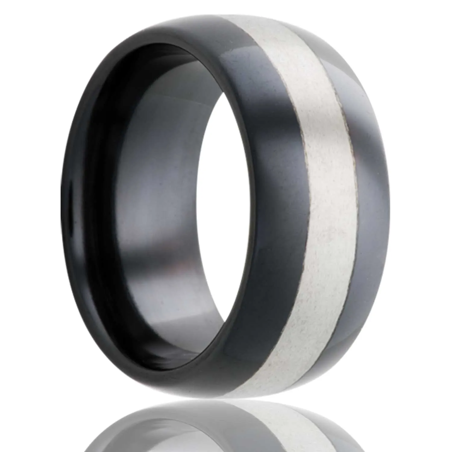Dome Zirconium Band with a Stripe Ring