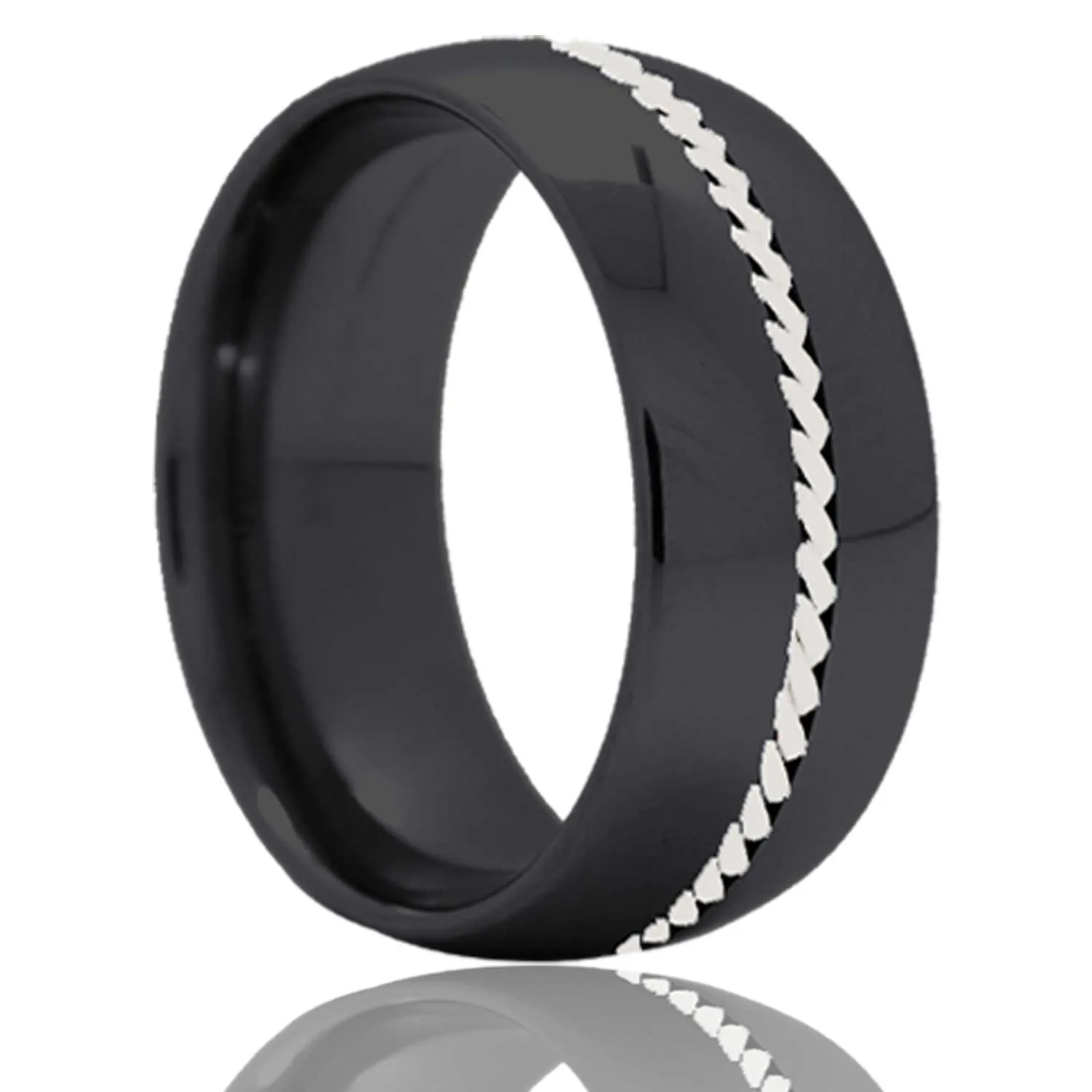 Dome Zirconium Band Woven Platinum Inlay Ring