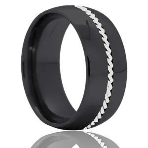 Dome Zirconium Band Woven Platinum Inlay Ring