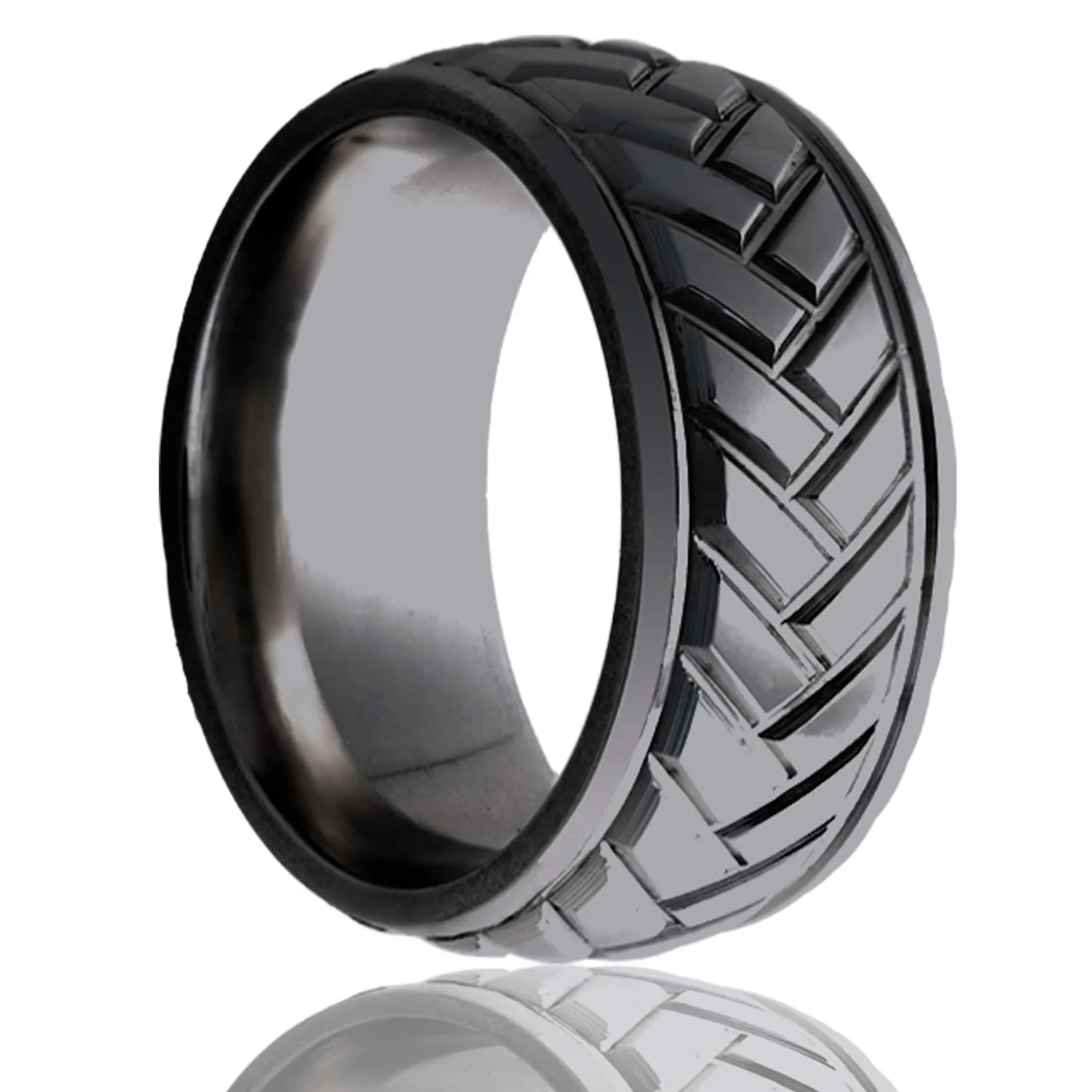 Dome Zirconium Ring with a Milled Pattern