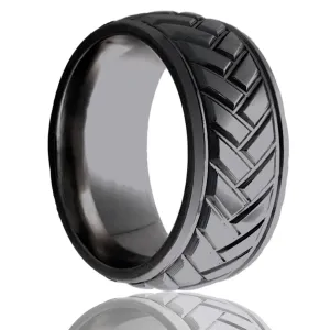 Dome Zirconium Ring with a Milled Pattern