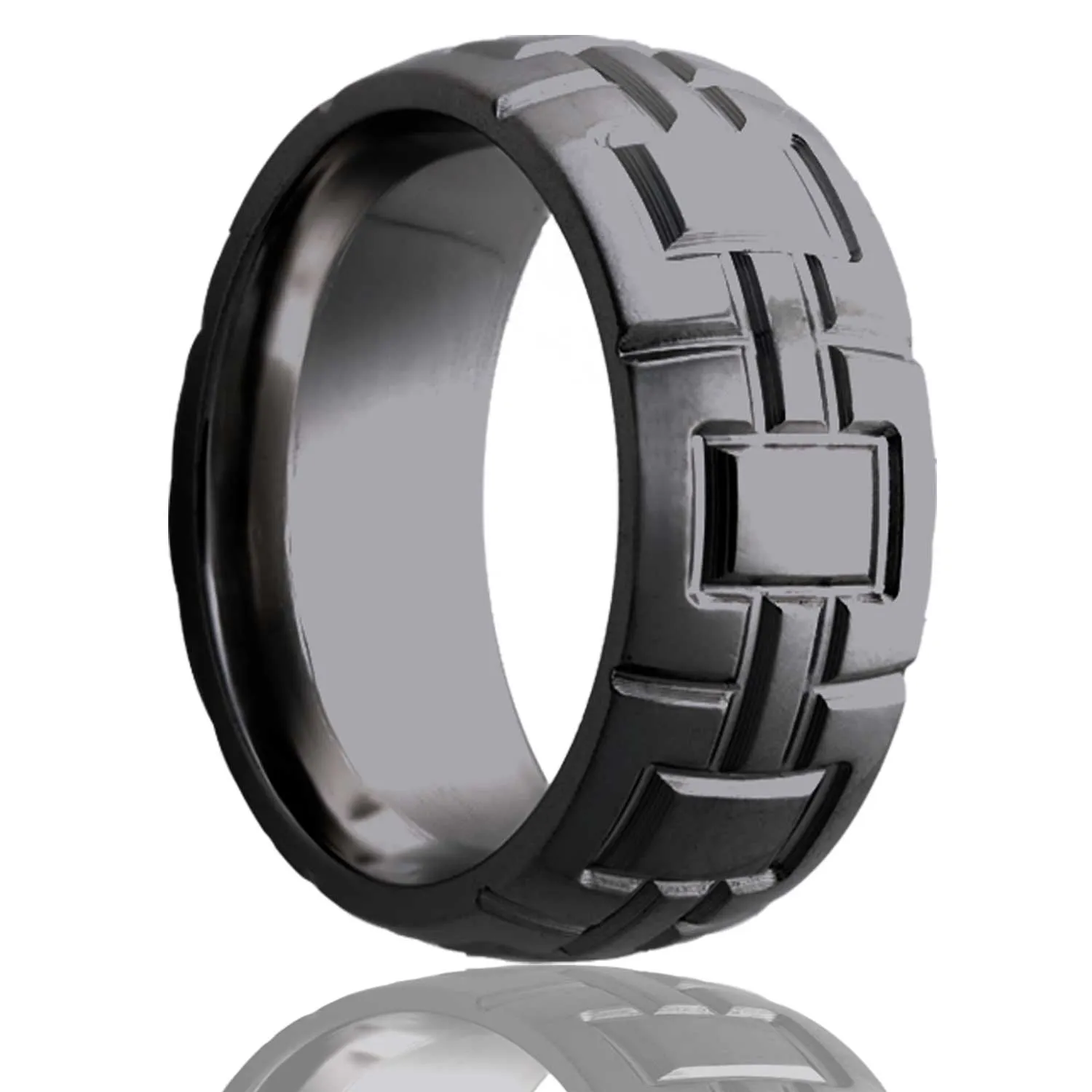 Dome Zirconium Ring with a Milled Pattern
