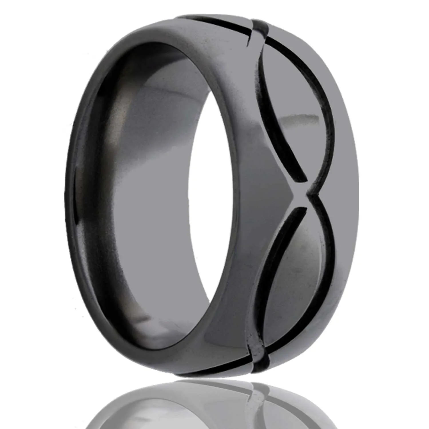 Dome Zirconium Ring with a Milled Pattern