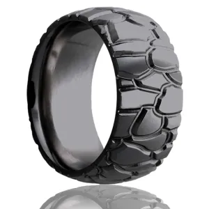 Dome Zirconium Ring with a Milled Pattern