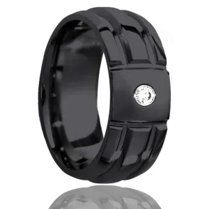 Dome Zirconium Ring with a Milled Pattern