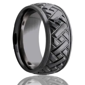 Dome Zirconium Ring with a Milled Pattern