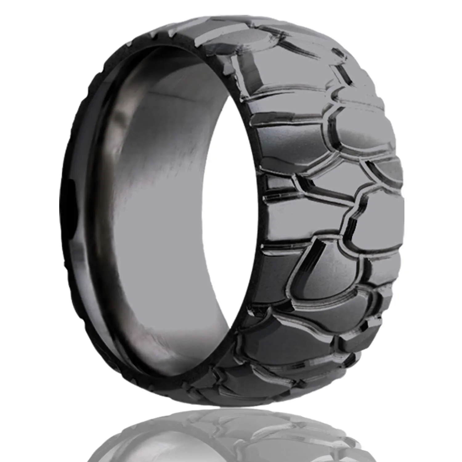 Dome Zirconium Ring with a Milled Pattern