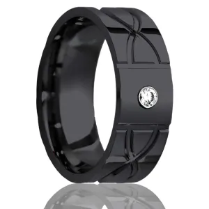 Dome Zirconium Ring with a Milled Pattern