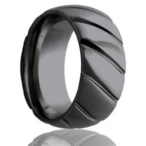 Dome Zirconium Ring with a Milled Pattern