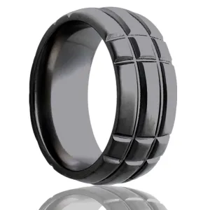 Dome Zirconium Ring with a Milled Pattern