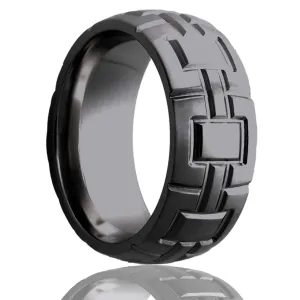 Dome Zirconium Ring with a Milled Pattern