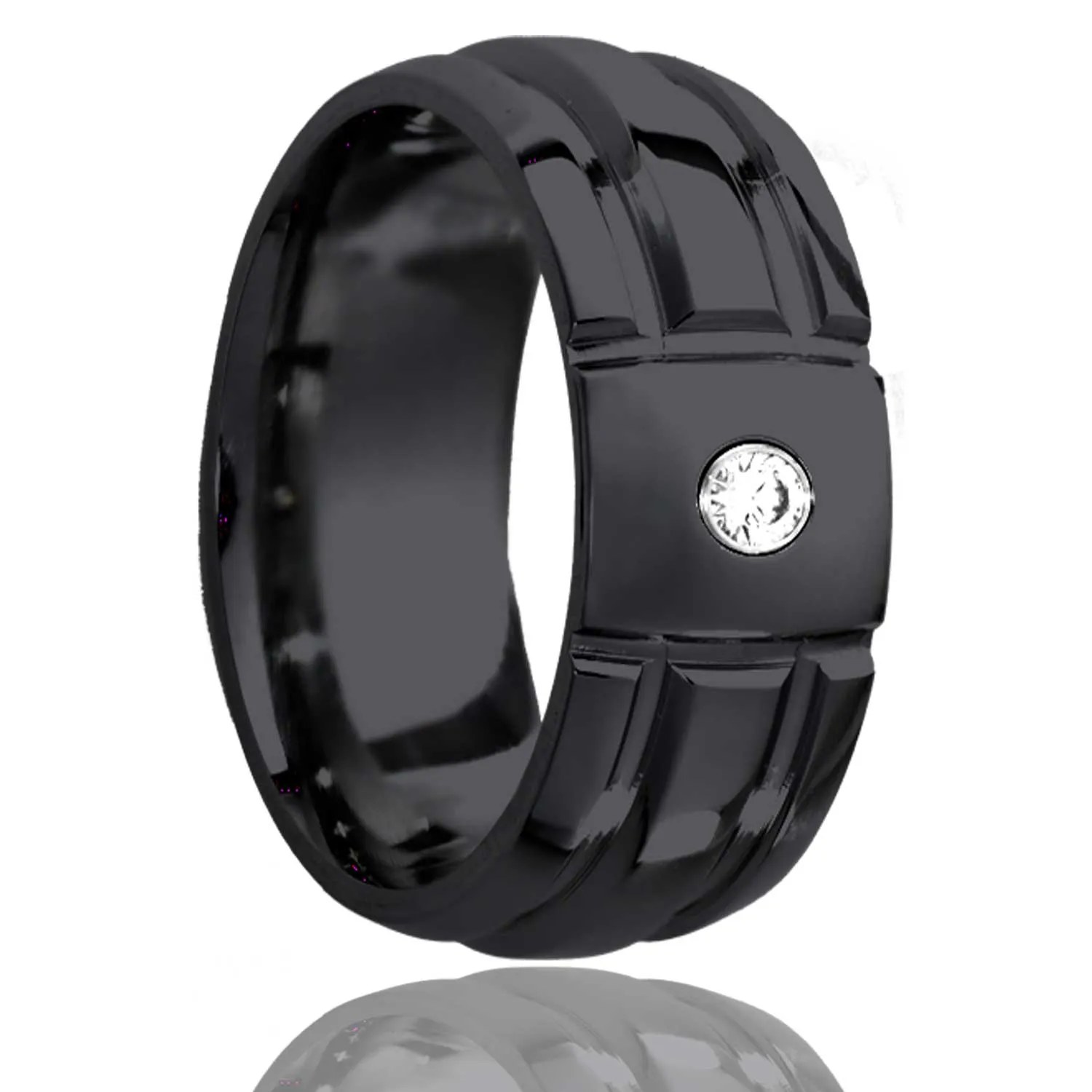 Dome Zirconium Ring with a Milled Pattern